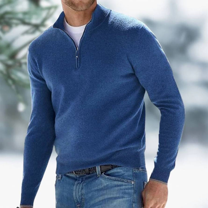 Pull homme à demi-zip et col montant – bureau et loisirs