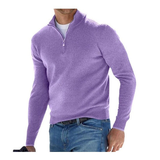 Pull homme à demi-zip et col montant – bureau et loisirs