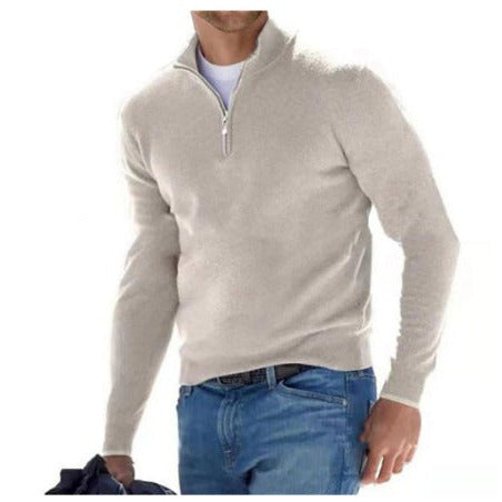 Pull homme à demi-zip et col montant – bureau et loisirs