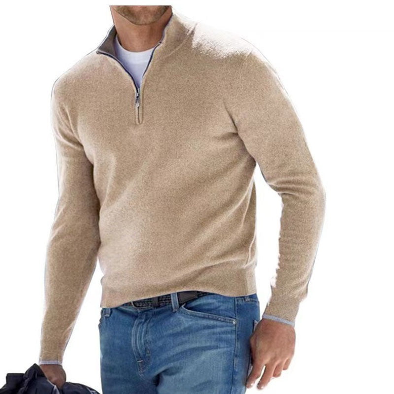 Pull homme à demi-zip et col montant – bureau et loisirs