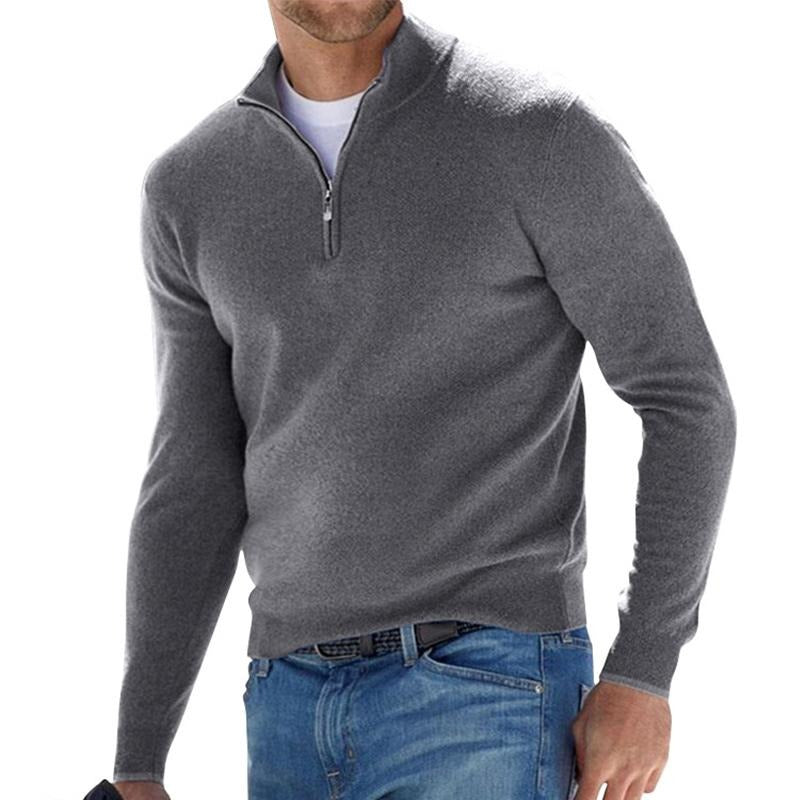 Pull homme à demi-zip et col montant – bureau et loisirs
