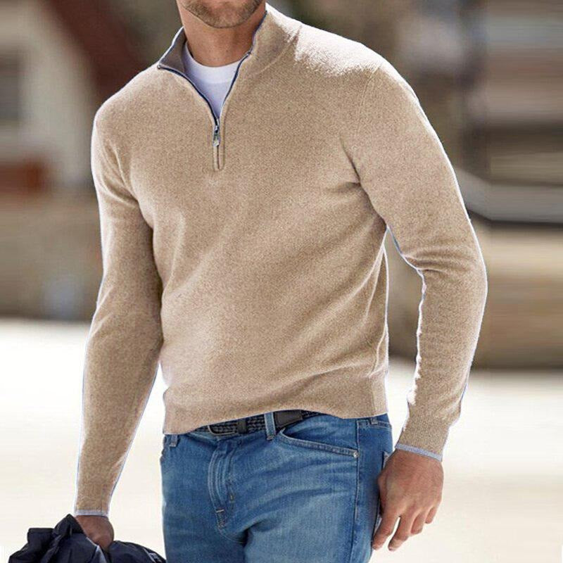 Pull homme à demi-zip et col montant – bureau et loisirs
