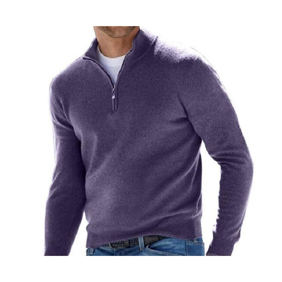 Pull homme à demi-zip et col montant – bureau et loisirs