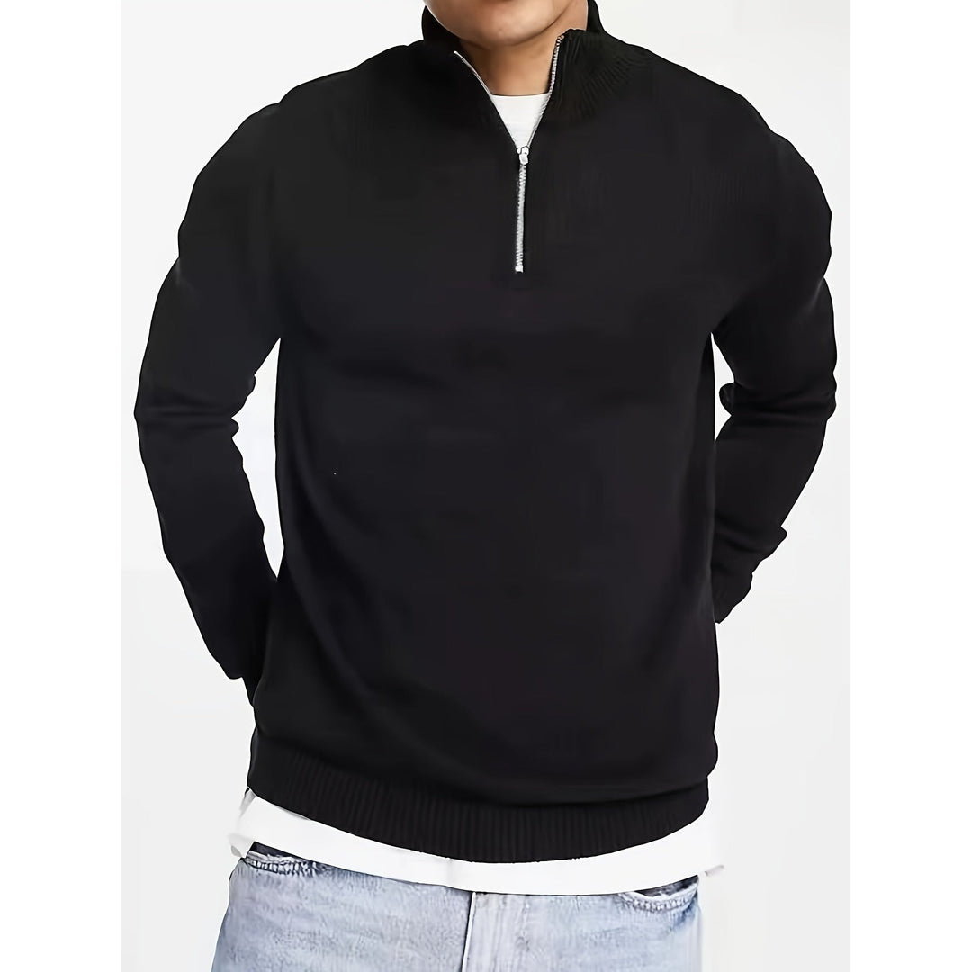 Pull homme à demi-zip et col montant – maille confortable