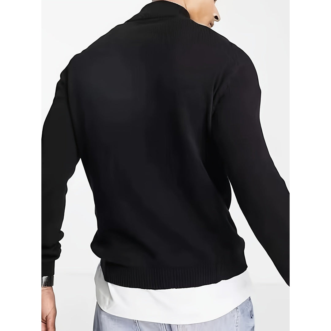 Pull homme à demi-zip et col montant – maille confortable