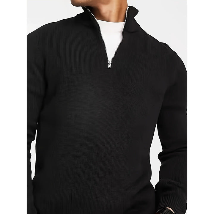 Pull homme à demi-zip et col montant – maille confortable