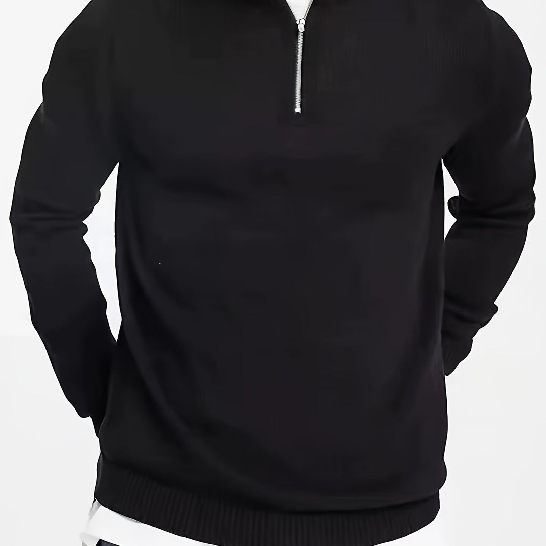 Pull homme à demi-zip et col montant – maille confortable