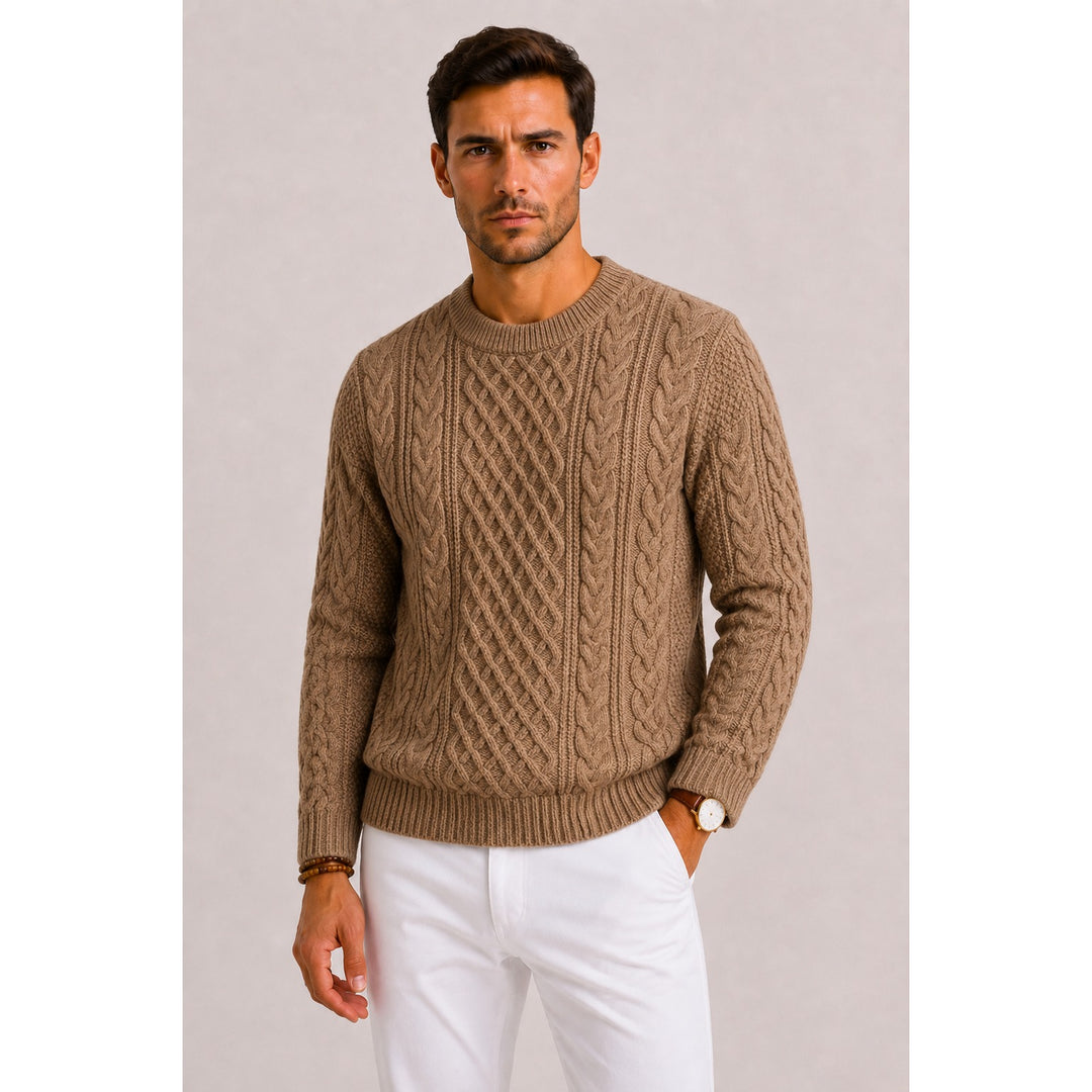 Pull homme à torsades – maille classique au toucher laine