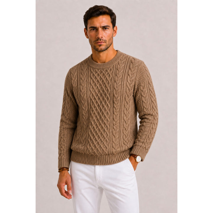 Pull homme à torsades – maille classique au toucher laine