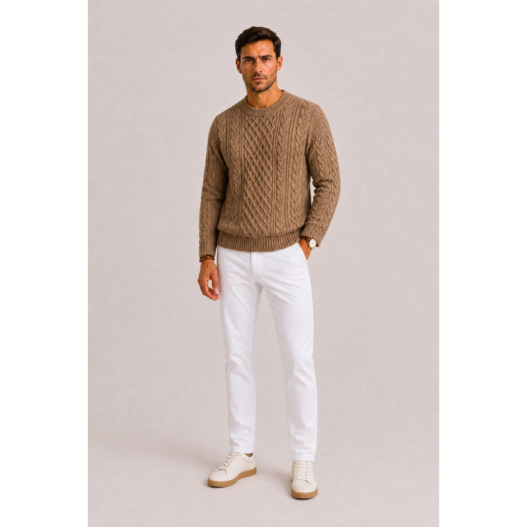 Pull homme à torsades – maille classique au toucher laine
