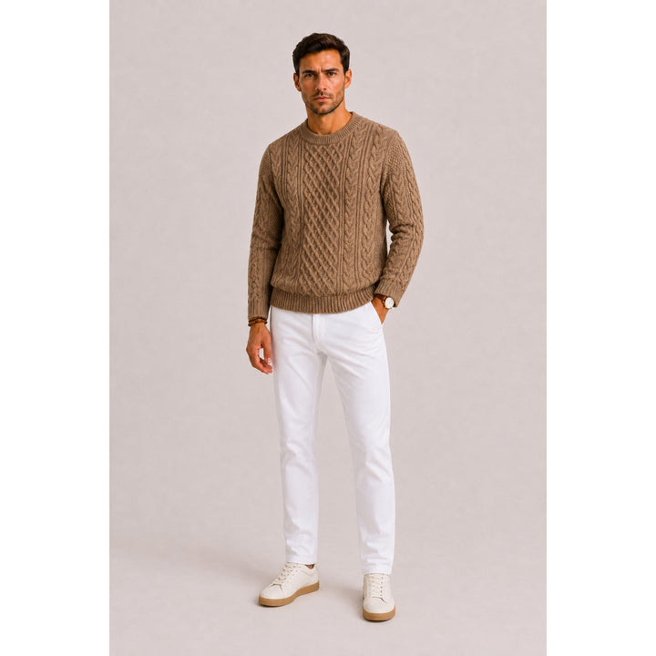 Pull homme à torsades – maille classique au toucher laine