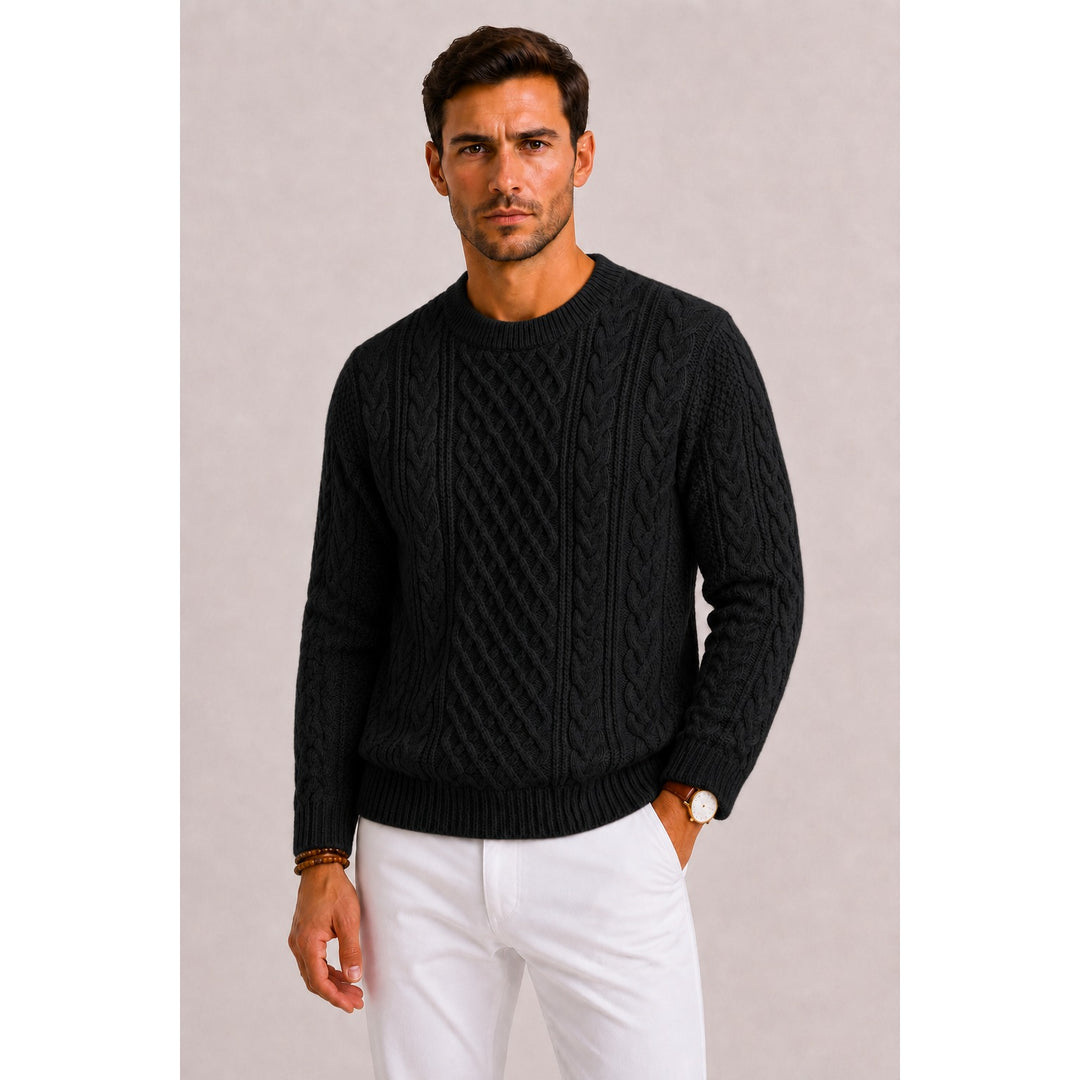 Pull homme à torsades – maille classique au toucher laine