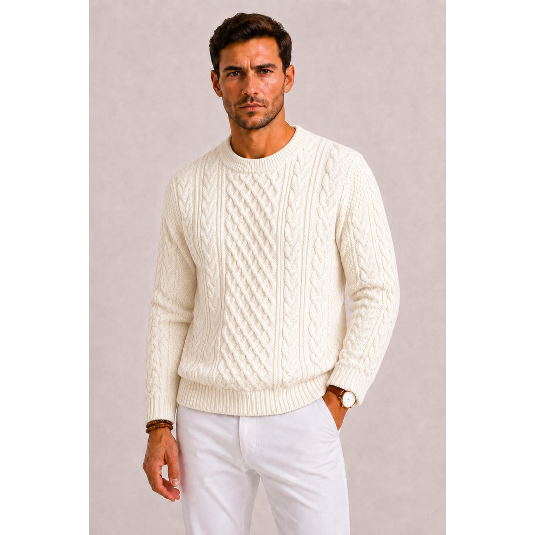 Pull homme à torsades – maille classique au toucher laine