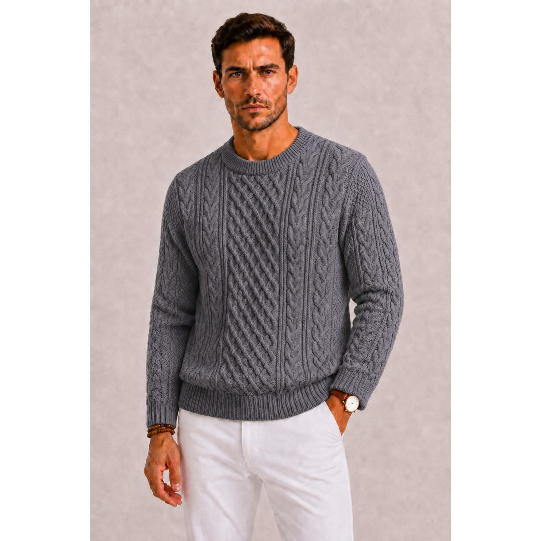 Pull homme à torsades – maille classique au toucher laine