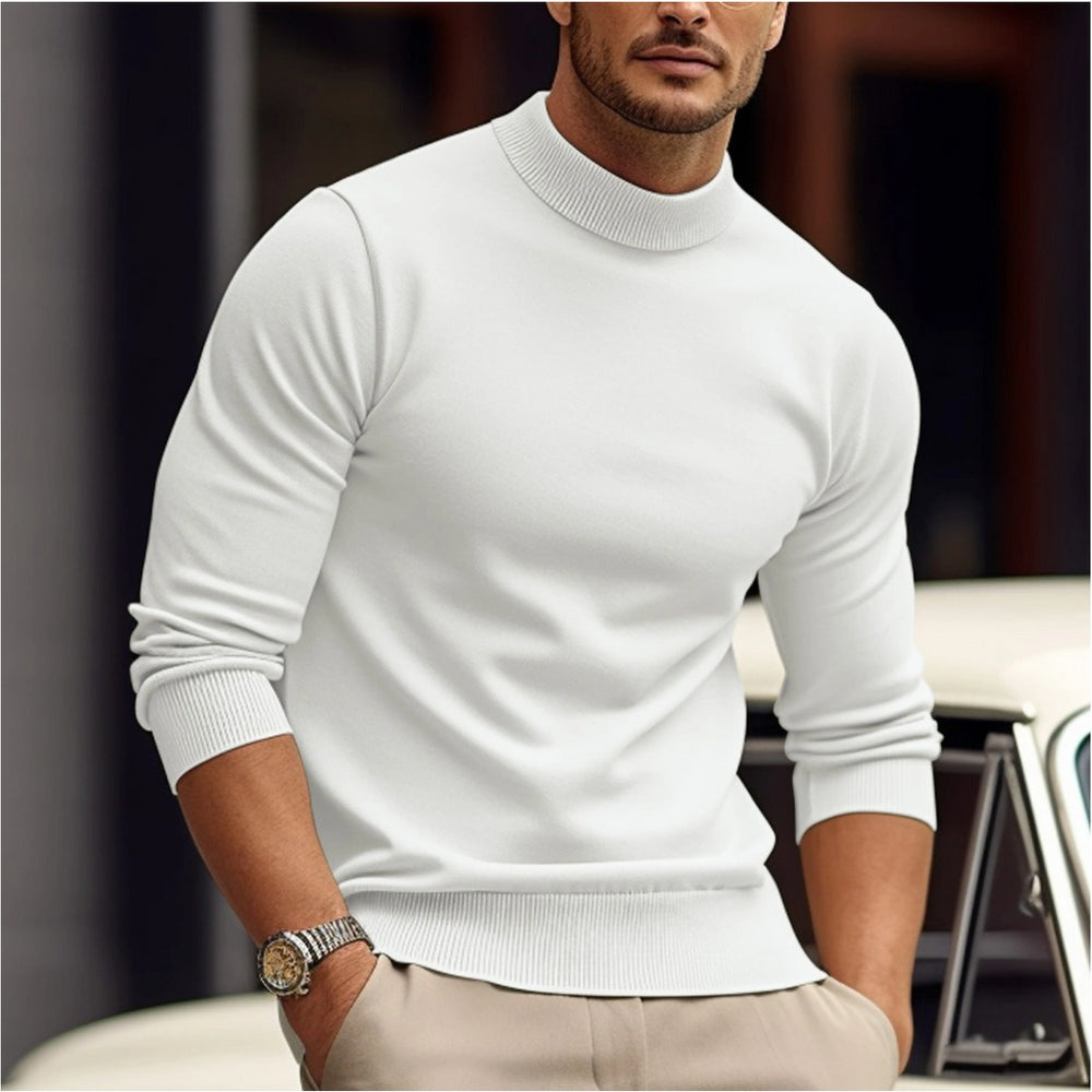 Pull homme col montant slim fit – design uni moderne