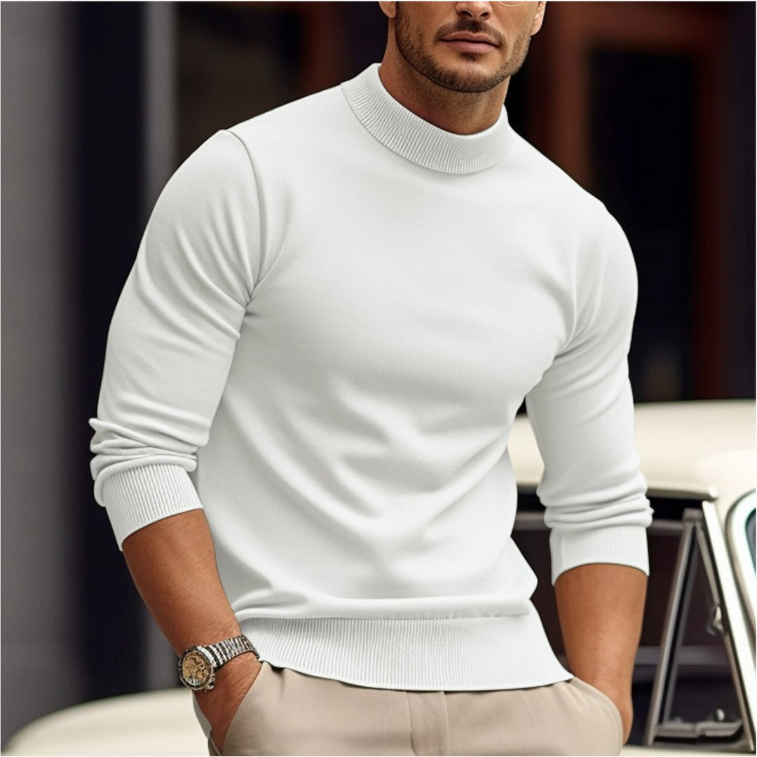 Pull homme col montant slim fit – design uni moderne