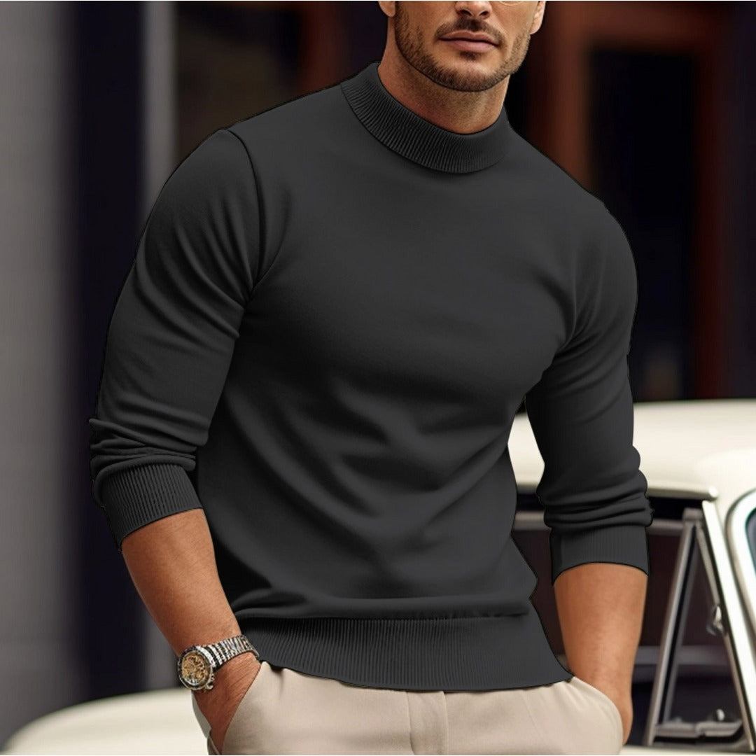 Pull homme col montant slim fit – design uni moderne