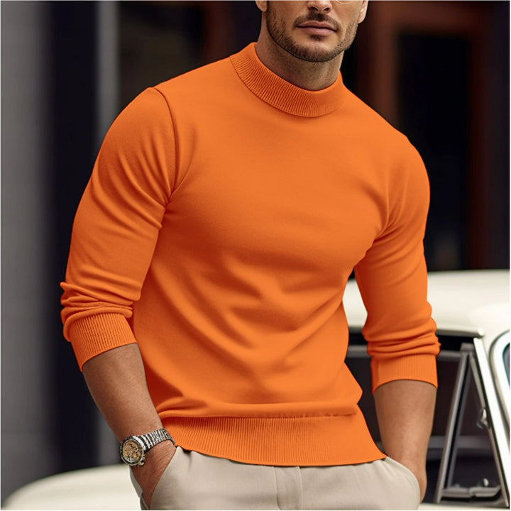 Pull homme col montant slim fit – design uni moderne