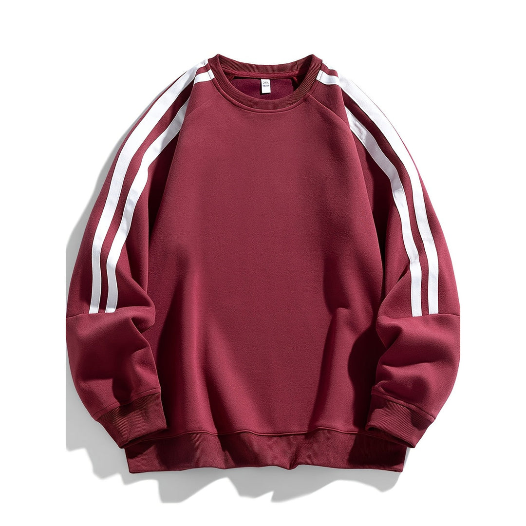 Pull homme col rond – finition rayée, tissu respirant