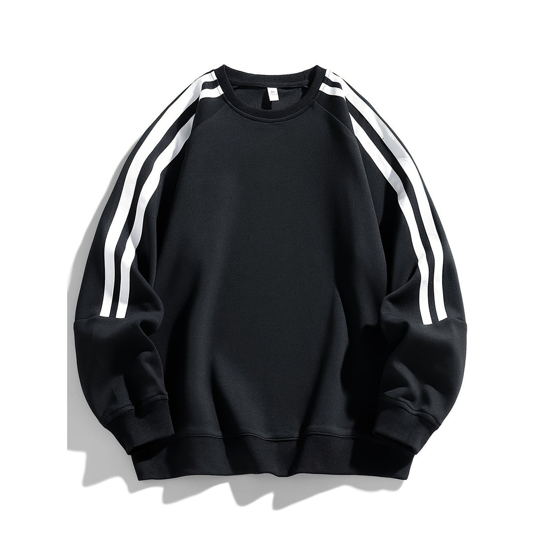 Pull homme col rond – finition rayée, tissu respirant