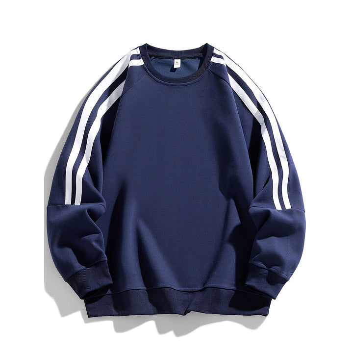 Pull homme col rond – finition rayée, tissu respirant
