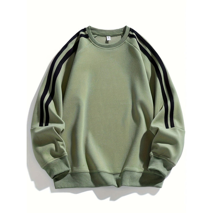 Pull homme col rond – finition rayée, tissu respirant