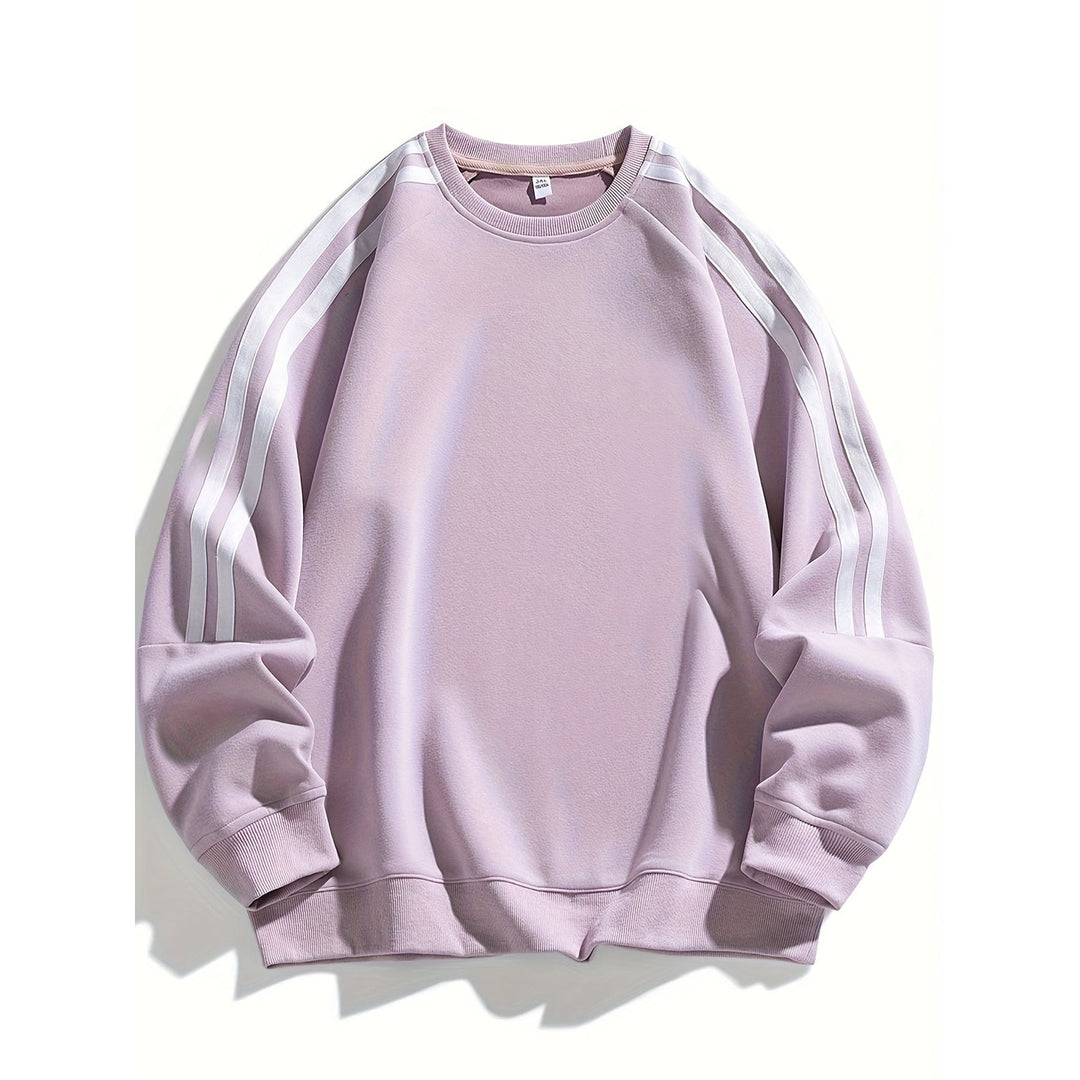 Pull homme col rond – finition rayée, tissu respirant
