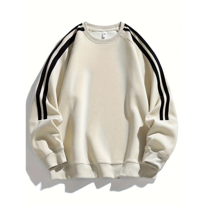 Pull homme col rond – finition rayée, tissu respirant