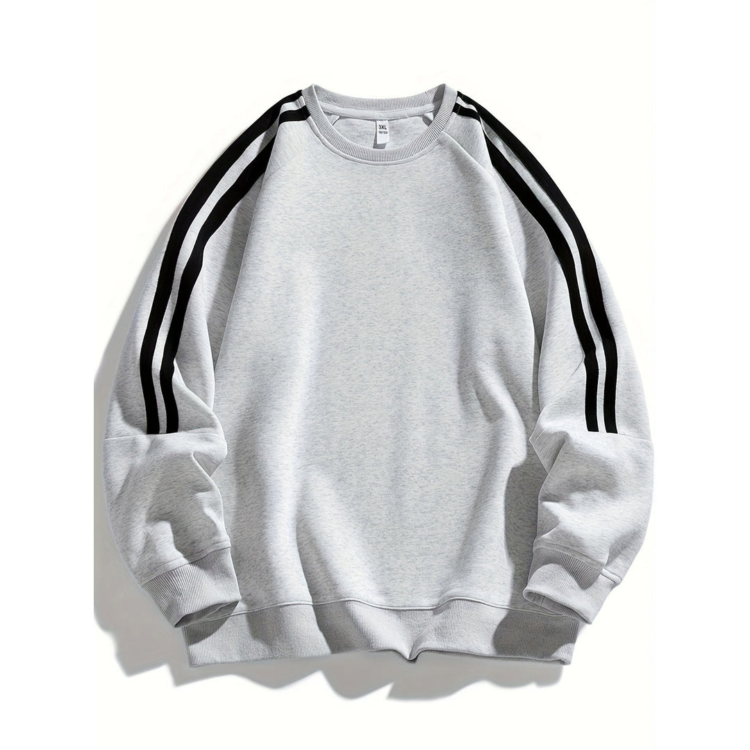 Pull homme col rond – finition rayée, tissu respirant