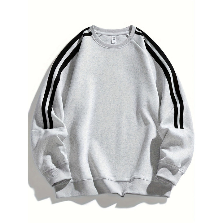 Pull homme col rond – finition rayée, tissu respirant