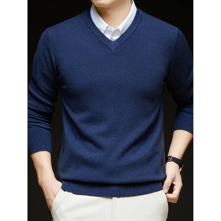 Pull homme col V casual – maille douce et extensible