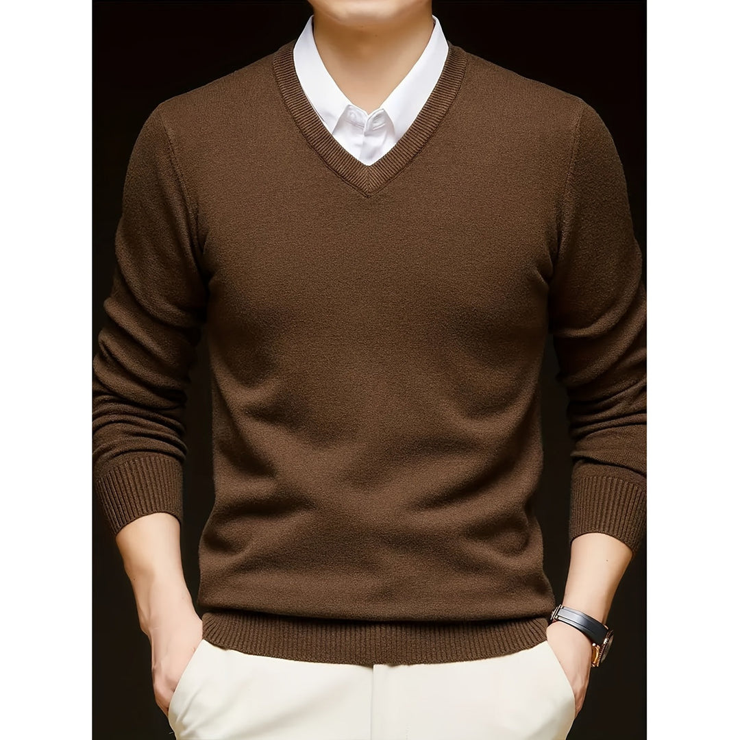 Pull homme col V casual – maille douce et extensible