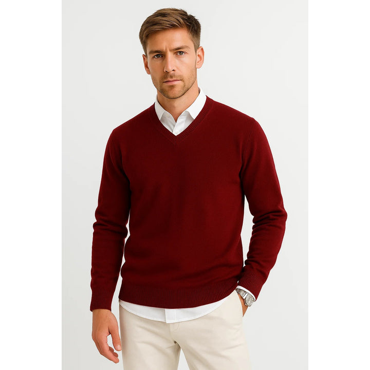 Pull homme col V en laine mélangée – léger et raffiné