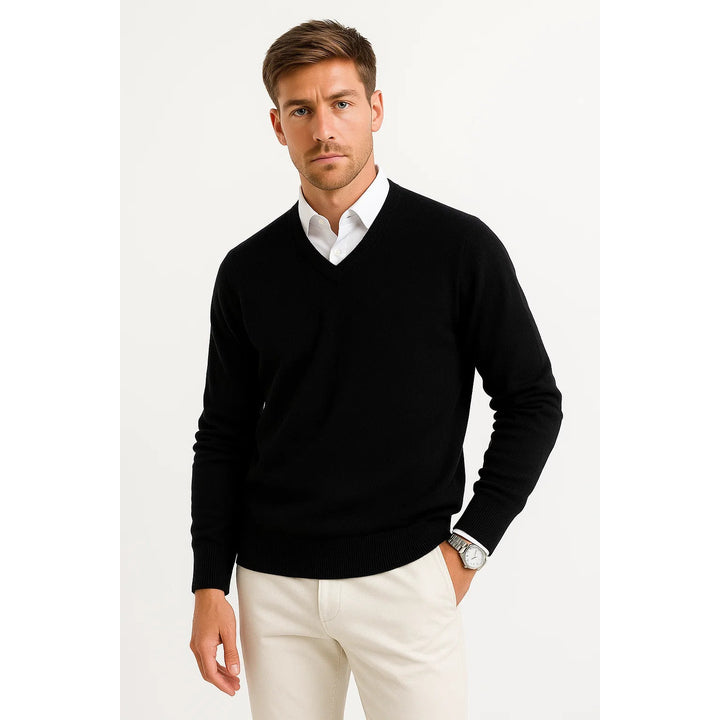 Pull homme col V en laine mélangée – léger et raffiné