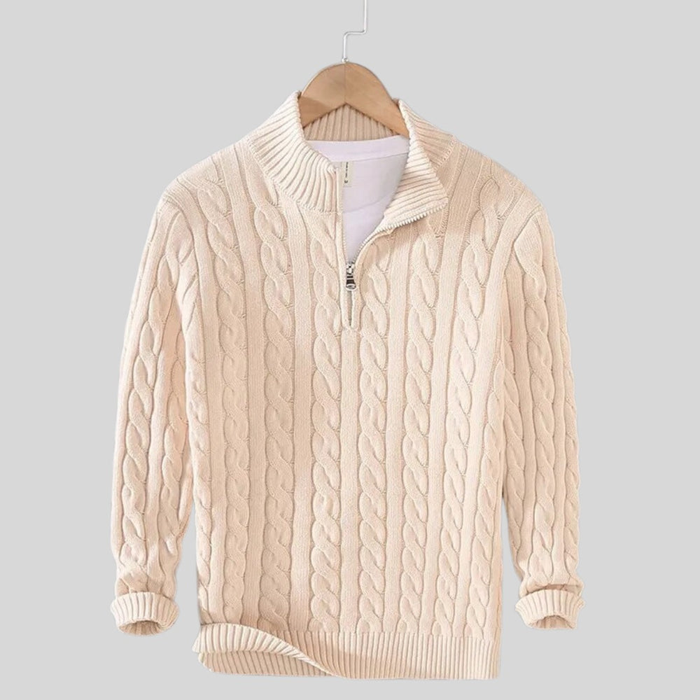 Pull homme en coton à torsades – maille respirante et douce