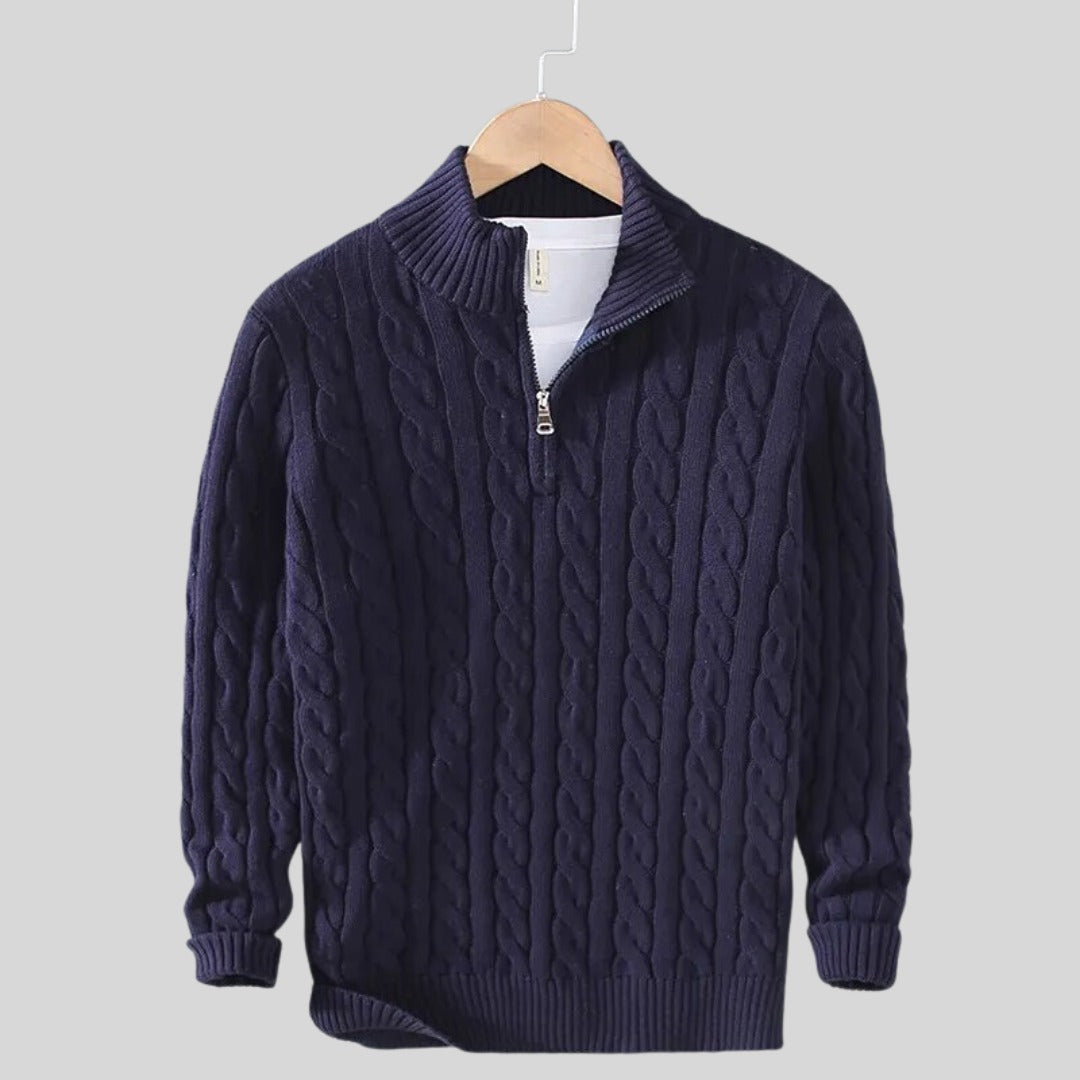 Pull homme en coton à torsades – maille respirante et douce