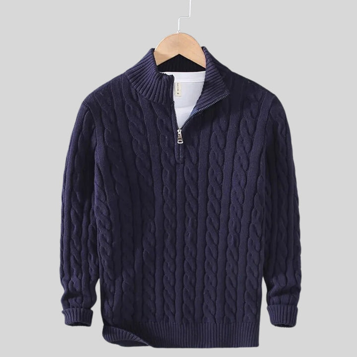 Pull homme en coton à torsades – maille respirante et douce