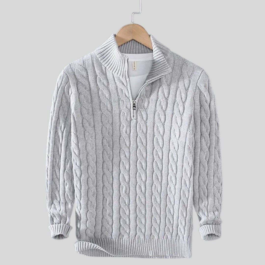 Pull homme en coton à torsades – maille respirante et douce