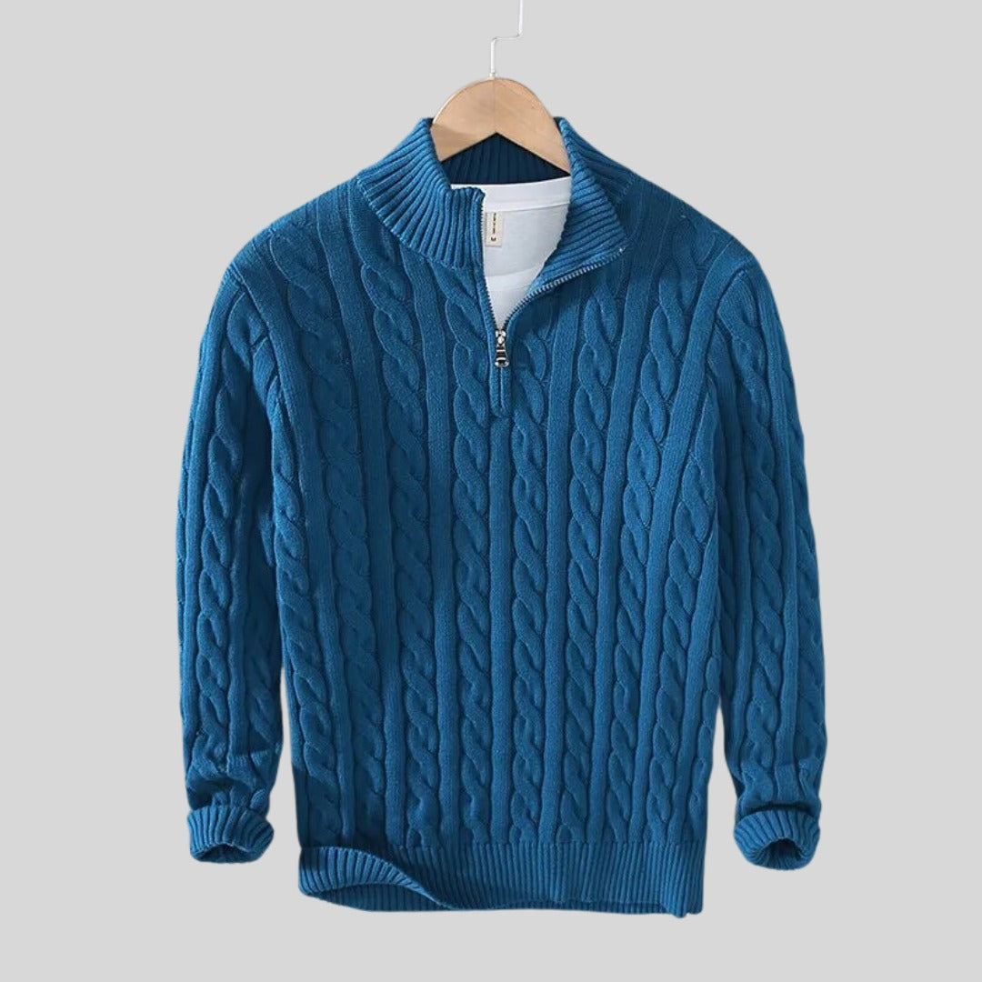 Pull homme en coton à torsades – maille respirante et douce