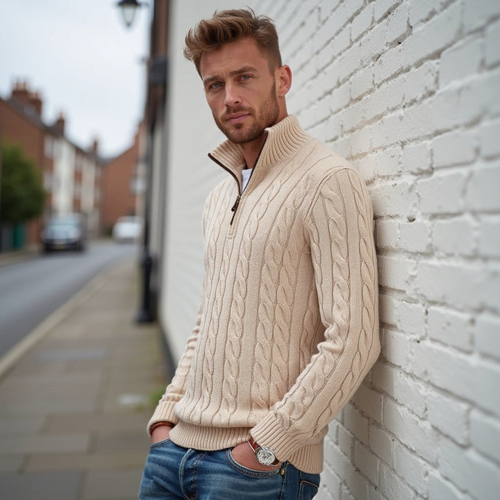 Pull homme en coton à torsades – maille respirante et douce