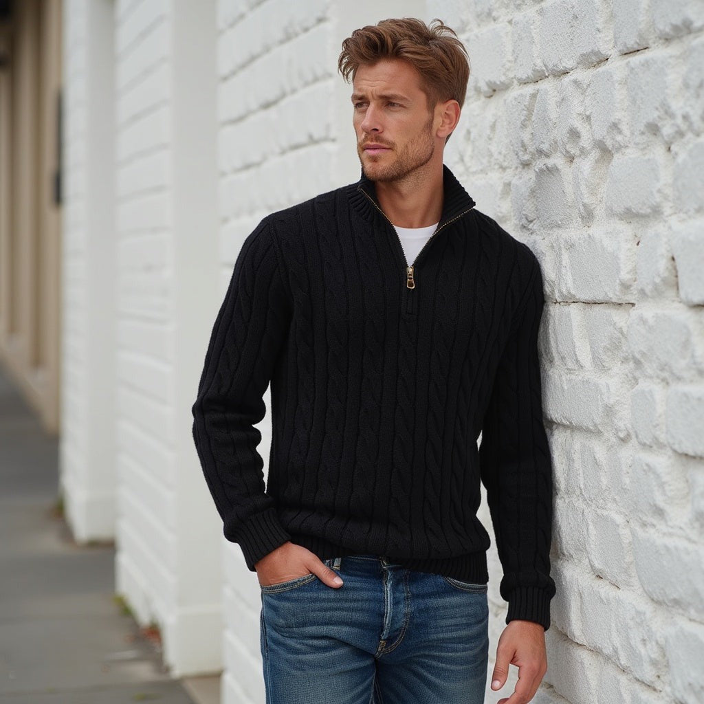 Pull homme en coton à torsades – maille respirante et douce