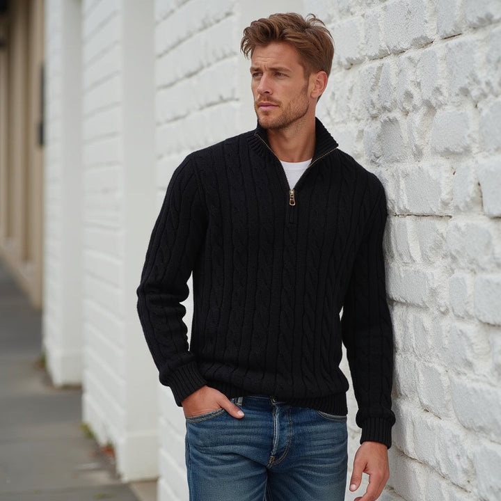 Pull homme en coton à torsades – maille respirante et douce