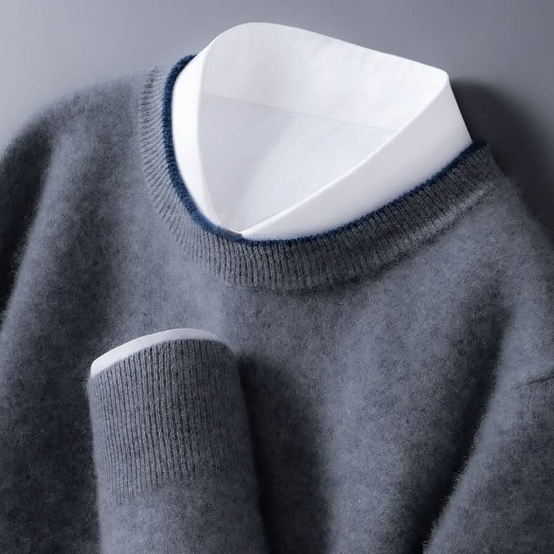 Pull homme Westmere en cachemire – col rond, liseré contrasté