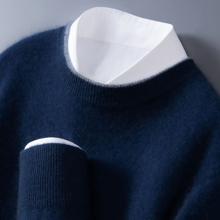 Pull homme Westmere en cachemire – col rond, liseré contrasté