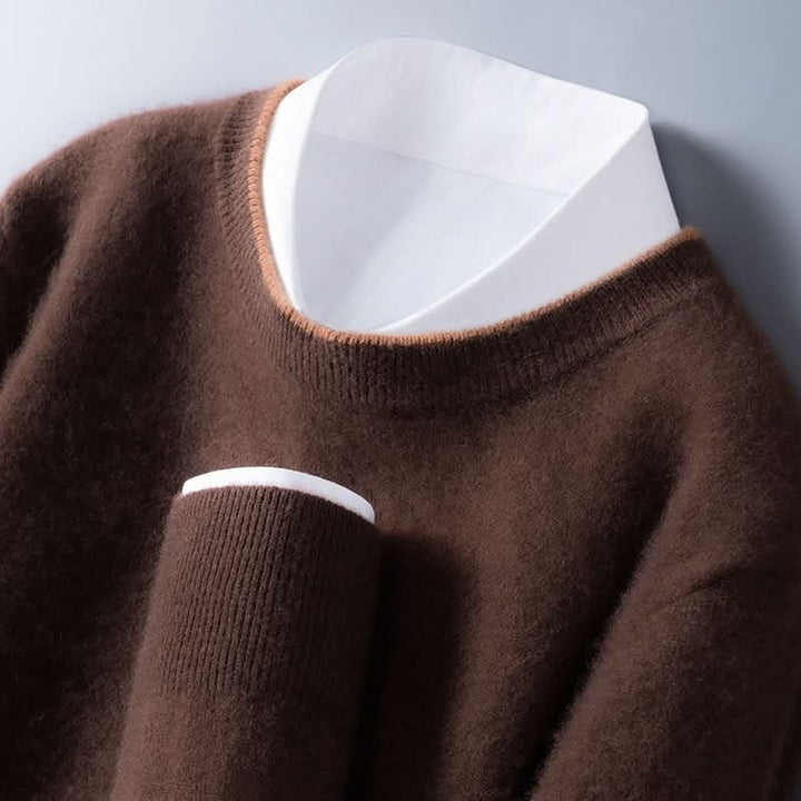Pull homme Westmere en cachemire – col rond, liseré contrasté