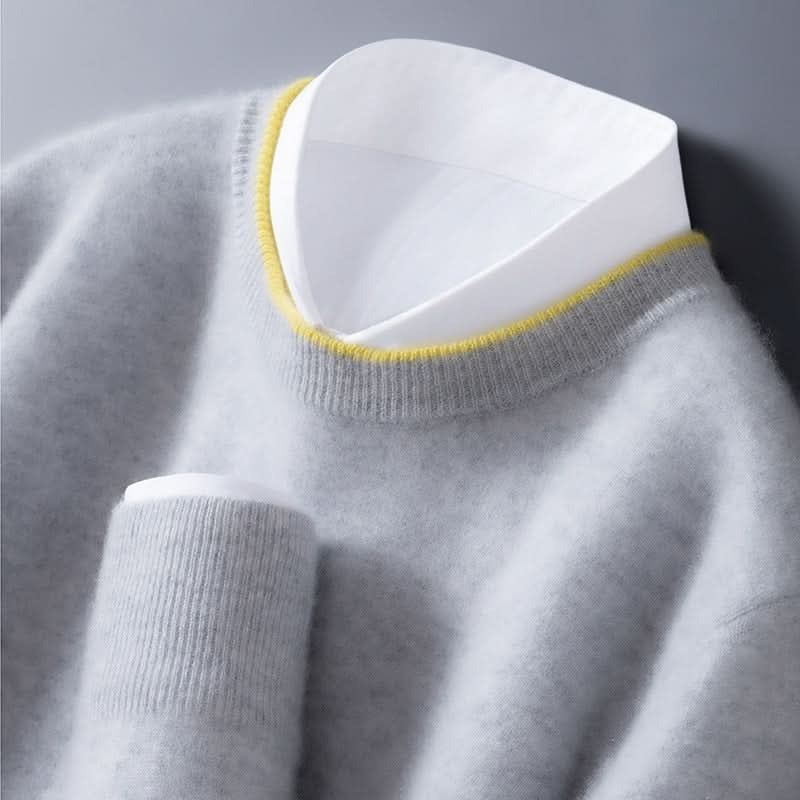 Pull homme Westmere en cachemire – col rond, liseré contrasté