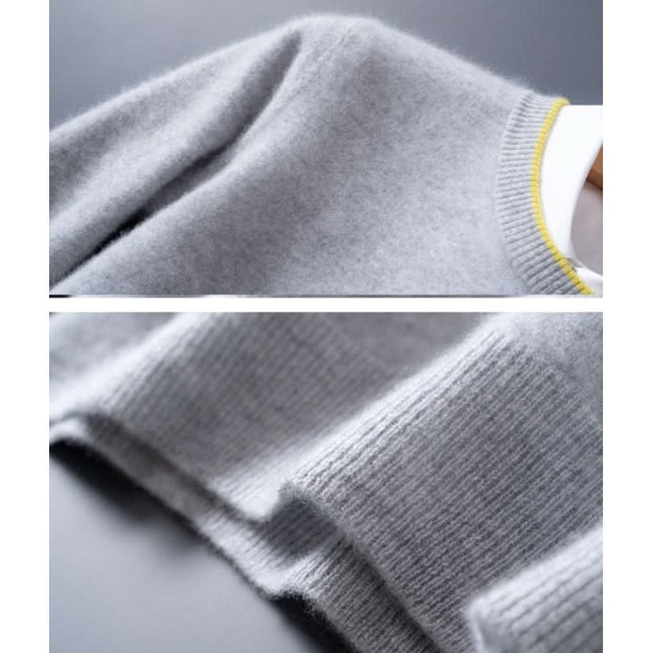 Pull homme Westmere en cachemire – col rond, liseré contrasté