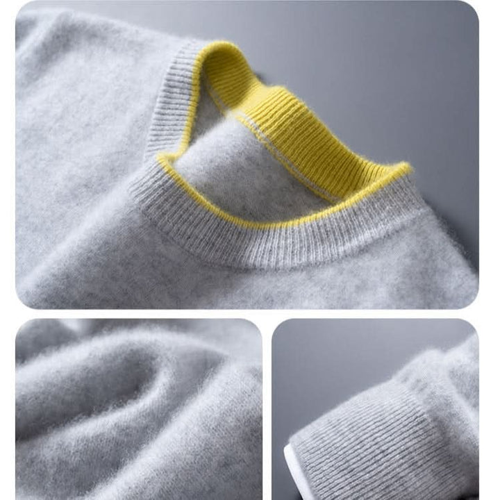 Pull homme Westmere en cachemire – col rond, liseré contrasté