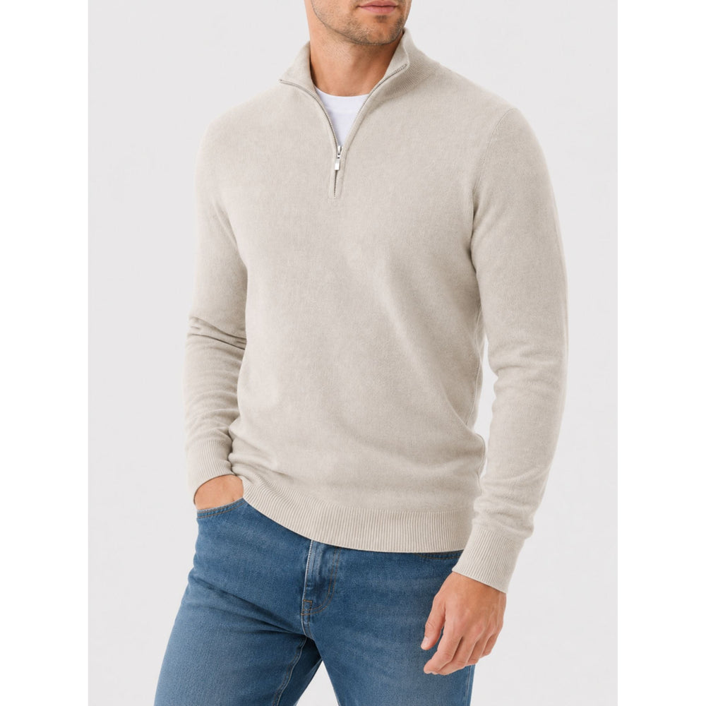 Pull Hugo homme en laine mérinos – col V et détail zippé