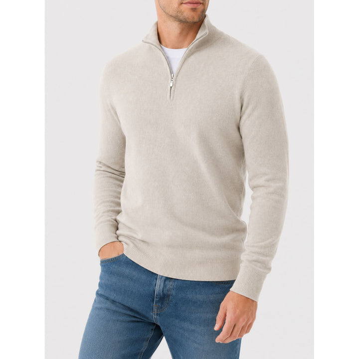 Pull Hugo homme en laine mérinos – col V et détail zippé